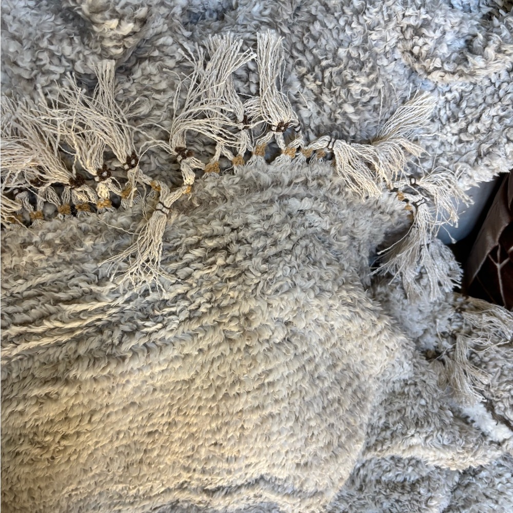 horimote home Ultra Soft Fleece Sherpa Blanket Tassel,  Ombre Light Brown,king - Picture 5 of 14